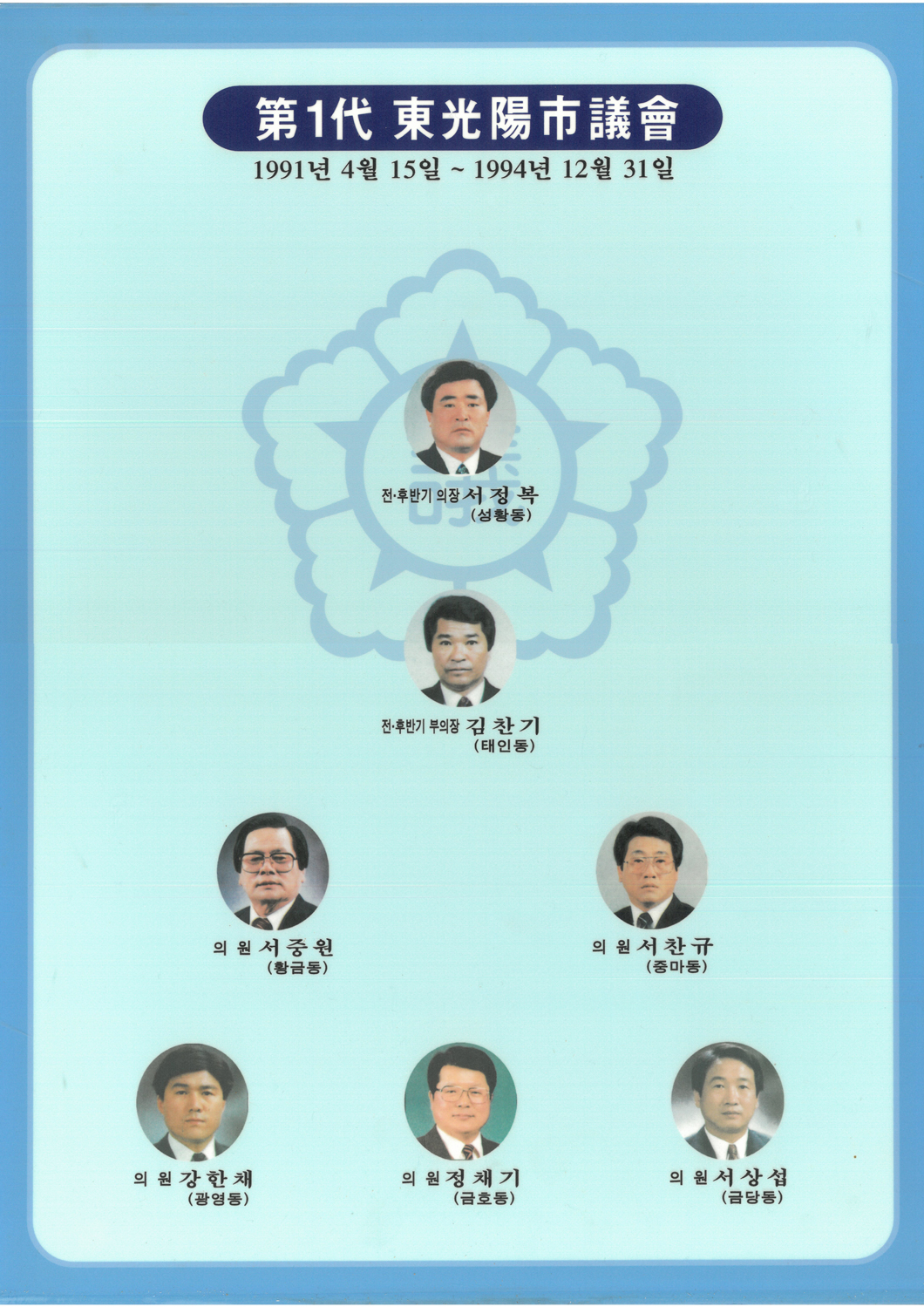 제1대 동광양시의회  1991년 4월 15일부터 1994년 12월 31일까지 임기기간이며 자세한 내용은 다음에서 서술